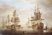 Nicholas Pocock This work of am exposing they five vessel as elbow bare that gora with Horatio Nelson and banskarriar Spain oil painting artist